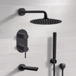Remer TSH67 Matte Black Tub and Shower System With Rain Shower Head and Hand Shower